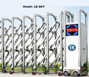 Cổng Xếp Inox Điện Cho Nhà Máy LB-SKY Cổng Xếp Inox Điện Cho Nhà Máy LB-SKY